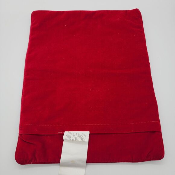 Vintage Needlepoint Christmas Pillow Cover Santa Holding Puppy Velvet Back 15x12 - Picture 2 of 10